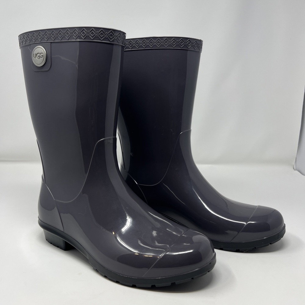 UGG Women's Sienna Mid Calf Rain Boots Sheepskin Lining‎ sz 6 USA Made Nightfall